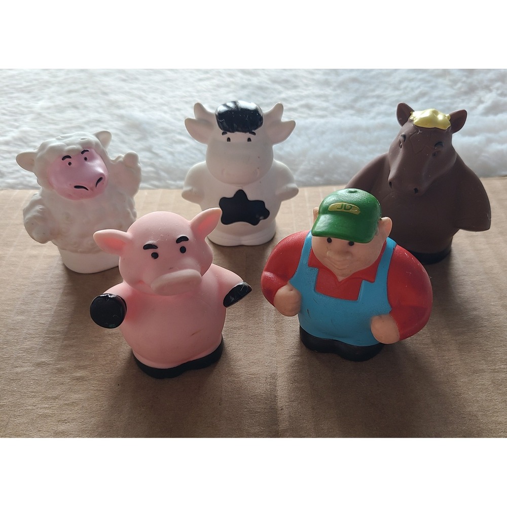 John Deere Ertl Farm Friends Figure Set Farmer Cow Pig Sheep Horse 5 Piece Lot